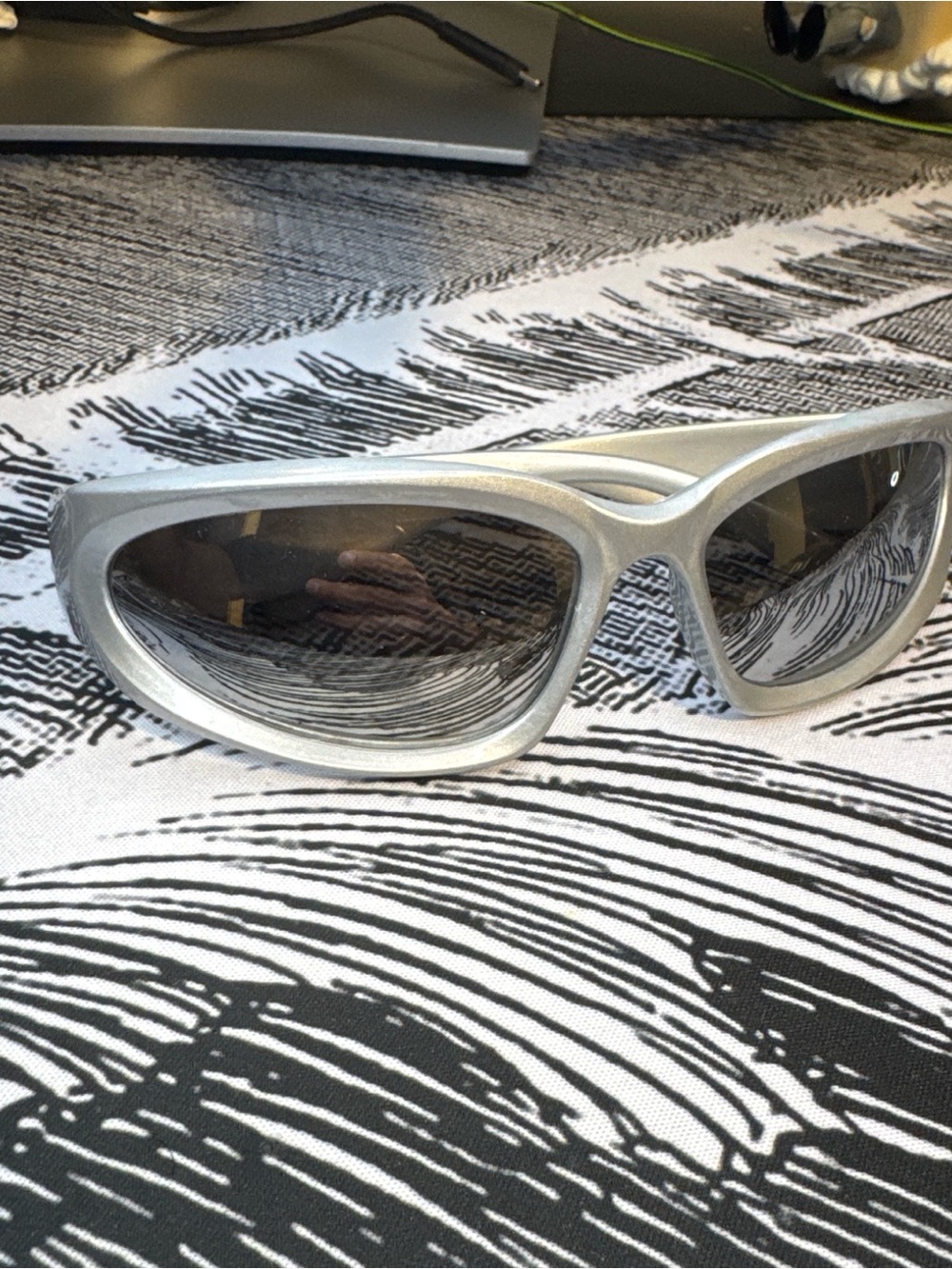 Futuristic Silver Frame Sunglasses with Dark Lenses